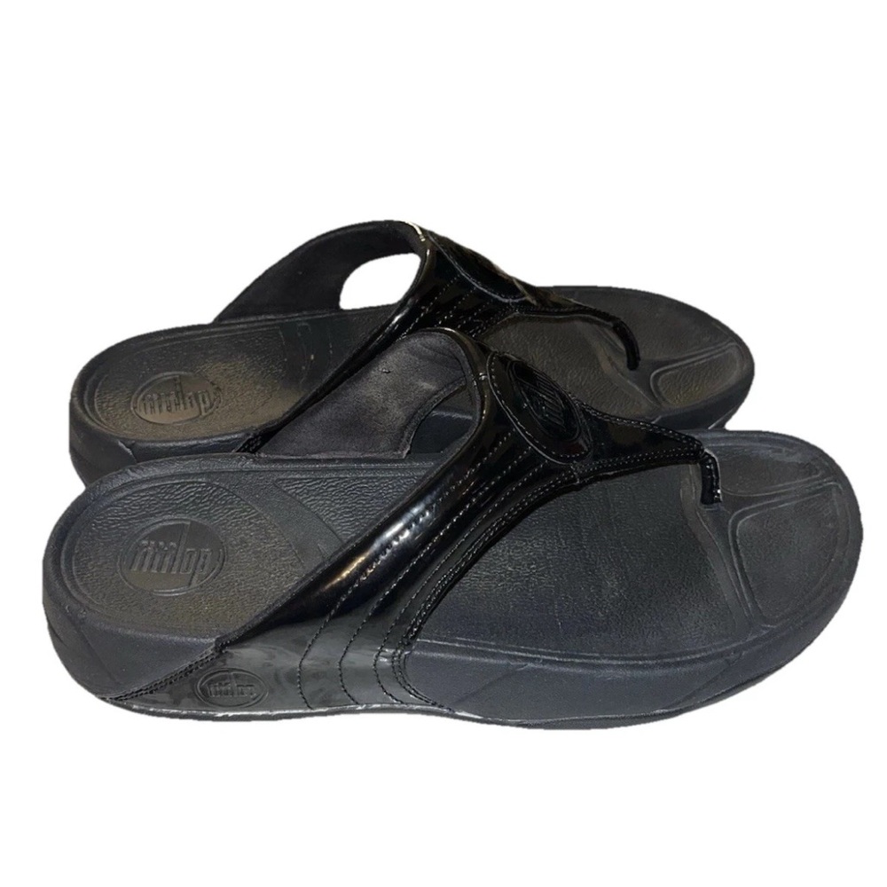FitFlop Walkstar 3 Black Comfort Flip Flop Sandal Shoe US 9 Womens EUC - Picture 4 of 9